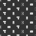 Set Web development, Website statistic, Keyboard and UI or UX design on seamless pattern. Vector Royalty Free Stock Photo