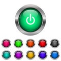 set web icon push-button power. glossy style to improve Royalty Free Stock Photo