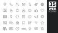 Set of 35 Web Icons. Business Card icons. Name, phone, mobile, location, place, mail, fax, web. Contact us, information,
