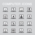 Set of 16 web icons for computer, electronics, business theme