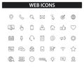 Set of Web icons in line style. Big collection of web and mobile icon. Chat, support, message, phone, www, reffer, heart, like Royalty Free Stock Photo