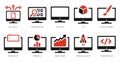 A set of 10 web marketing icons as file share, programming, monitor