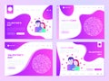 Set of web page templates for Valentines day: couple in love and hearts around. Modern vector illustration in gradient flat styl Royalty Free Stock Photo