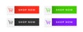 set of web shop now button elements in various color Royalty Free Stock Photo