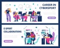 Set of website banner templates about cybersport flat style