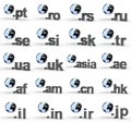 Set of Website Domain Name Address endings with globe