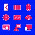 Set Website statistic, Front end development, Monitor and mobile, Cloud computing lock, UI UX design, Computer mouse and Royalty Free Stock Photo