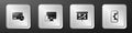 Set Website statistic, Monitor and mobile, Planning strategy concept and development icon. Silver square button. Vector