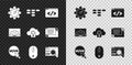 Set Website statistic, Site map, Front end development, UI or UX design, Computer mouse, and Cloud computing lock icon Royalty Free Stock Photo