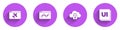 Set Website template, statistic, Cloud computing lock and UI or UX design icon with long shadow. Vector Royalty Free Stock Photo