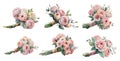 Set of wedding bridal bouquets. Generative Ai. Royalty Free Stock Photo