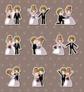 Set of wedding ,Bridegroom and Bride stickers Royalty Free Stock Photo