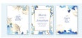 Set of wedding cards, invitation. Save the date sea style design. Blue watercolor wash. Summer background.