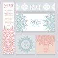 Set of wedding cards with mandala ornaments