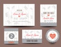 Set of wedding cards. Wedding invitations, Thank you card Royalty Free Stock Photo