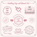 Set of wedding celebration badge and sign decoration elements design