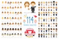 Set of 114 wedding characters and nuptial icons in cartoon style Royalty Free Stock Photo