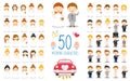 Set of 50 wedding characters and nuptial icons in cartoon style Royalty Free Stock Photo