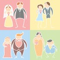 Set of wedding couples