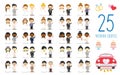 Set of 25 wedding couples and nuptial icons in cartoon style