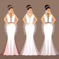 A set of wedding dresses. The choice. Clothes for the bride.