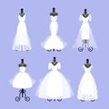 Set of Wedding Dresses. Fashion gowns on mannequins.