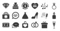 Set of Wedding and Engagement icons. Vector Royalty Free Stock Photo