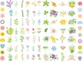 Set of wedding graphic set- wreath, flowers, arrows, hearts, laurel, ribbons and labels, hand drawing vector Royalty Free Stock Photo