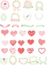 Set of wedding graphic set- wreath, flowers, arrows, hearts, laurel, ribbons and labels, hand drawing vector Royalty Free Stock Photo