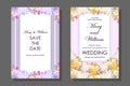 Set of wedding, greeting cards in delicate color with a frame of small spring flowers. Periwinkle. Vector stock illustration eps 1 Royalty Free Stock Photo