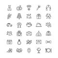 Set of wedding icons on white background, vector illustration Royalty Free Stock Photo