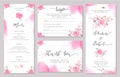 Set of wedding invitation card templates with watercolor rose flowers. Royalty Free Stock Photo