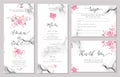 Set of wedding invitation card templates with watercolor rose flowers. Royalty Free Stock Photo