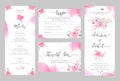 Set of wedding invitation card templates with watercolor rose flowers. Royalty Free Stock Photo