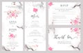 Set of wedding invitation card templates with watercolor rose flowers. Royalty Free Stock Photo