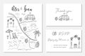Set of wedding invitation cards with map Royalty Free Stock Photo