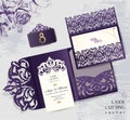 Set Wedding invitation envelope for laser cutting. Vector illustration. Royalty Free Stock Photo