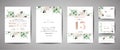 Set of Wedding Invitation, floral invite, thank you, rsvp rustic card design with gold foil decoration. Elegant modern template Royalty Free Stock Photo