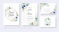 Set of wedding Invitation, save the date, thank you, rsvp card Design template. Vector. White rose, Anemone flower and greenery Royalty Free Stock Photo