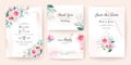 Set of wedding invitation template with floral arrangements, border, and watercolor background. Flowers composition vector for Royalty Free Stock Photo