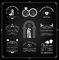 Set of wedding invitation template. vintage design elements. On Black. Vector Royalty Free Stock Photo