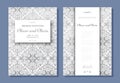 Set of wedding invitation templates. Cover design with silver Damask ornaments