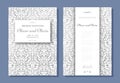 Set of wedding invitation templates. Cover design with silver Damask ornaments