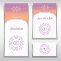 Set of wedding invitation templates with elegant ornament elements.