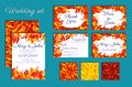 Set of Wedding Invitations with autumn leaves Royalty Free Stock Photo
