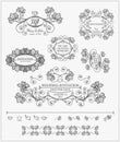 Set of wedding invitations and design elements.