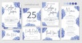 Set of wedding invitations, floral invitations, table, menu, thank you, rsvp card design. Blue, purple, sapphirine flower of