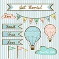 Set of wedding invitations for members with air balloons