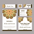 Set of wedding invitations. Wedding cards template with individual concept. Design for invitation, thank you card, save the date Royalty Free Stock Photo