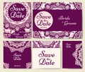Set of wedding invitations. Wedding cards template with individual concept. Design for invitation, thank you card, save the date c Royalty Free Stock Photo
